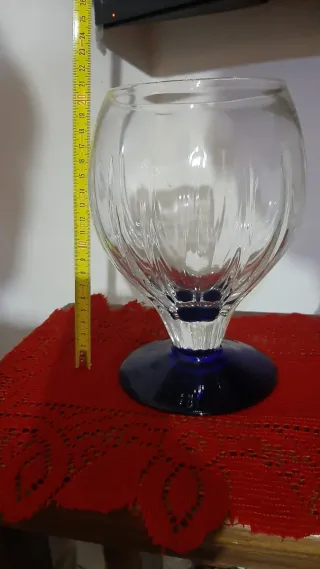 Porta bon bon vetro base blu