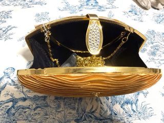 Bolso de fiesta amarillo oro plisado