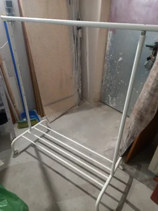 Burro perchero ropa metal blanco