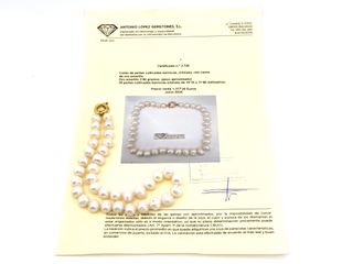 collar oro 18k con piedra con perla 21cm