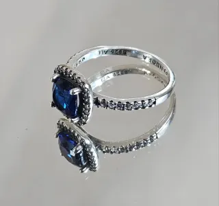Anillo Pandora Azul y Plata Sin Estrenar