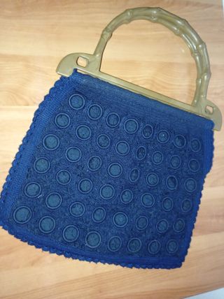 Bolso ganchillo años 70 azul