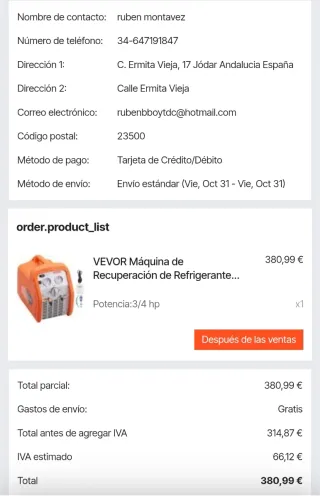 Kit Mantenimiento A/A Naranja/Plata