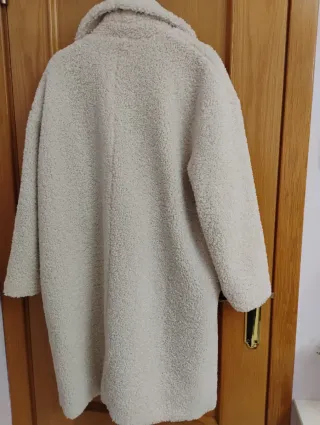 Abrigo rizo blanco roto mujer