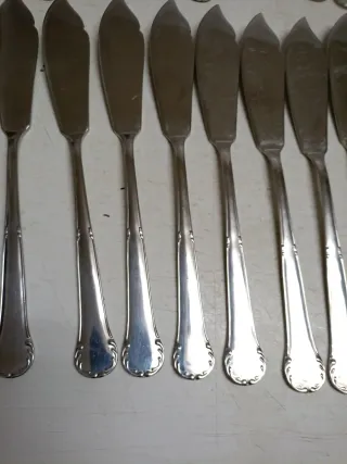 Set di posate per pesce in metallo argentato