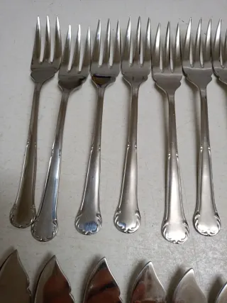 Set di posate per pesce in metallo argentato