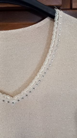 Maglia beige con glitter