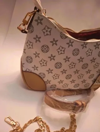 Bolso mujer beige con estampado floral
