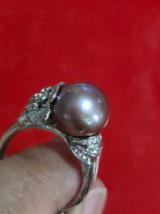Anillo Perla Edison Morada 11.5mm Talla 55