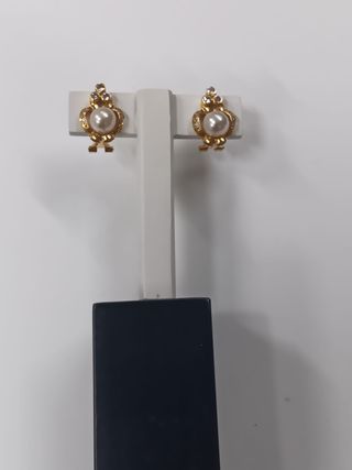 Pendientes Oro 18k Perlas y Circonitas