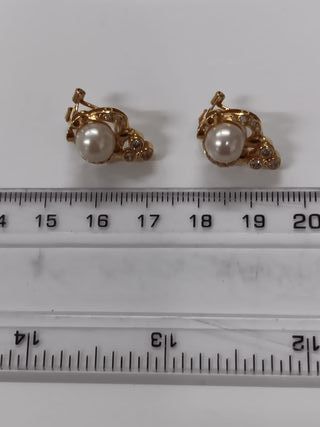 Pendientes Oro 18k Perlas y Circonitas