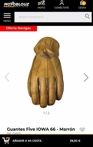Guantes de moto vintage Five IOWA 66 Marrón.