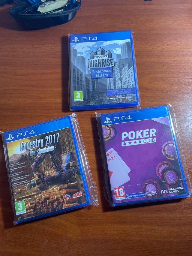 Lote 3 Juegos PS4: High Rise, Forestry, Poker Club