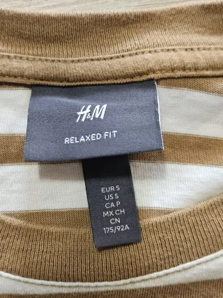 Maglietta H&M a righe marrone e bianca taglia M