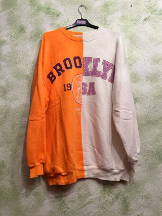 Vestido Sudadera Brooklyn Naranja y Blanco