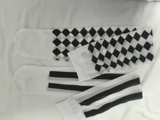 Vestido payaso pierrot blanco y negro con medias