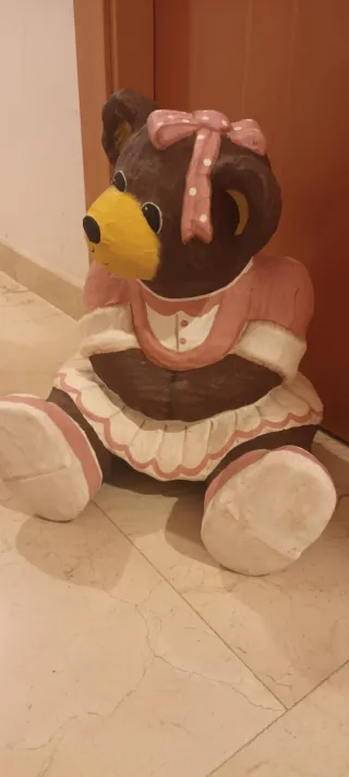 Osita de Papel Maché Decorativa rosa