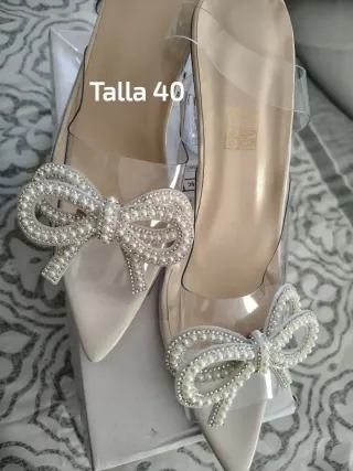 Zapatos Talla 40 Nuevos Beige Perlas