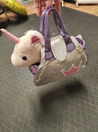Peluche Unicornio con Bolso Brillante
