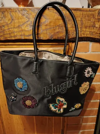 Borsa tote Blugirl nera con fiori