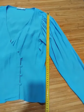 Blusa cruzada manga larga mujer