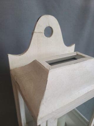 Faro da parete in legno bianco vintage, portacandele