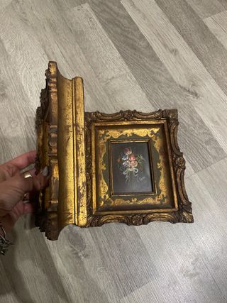 Coppia Quadri Antichi Olio Fiori