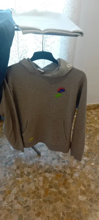 Sudadera Nike Gris con Logo Multicolor