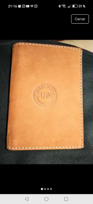 Cartera de piel hombre UP marrón