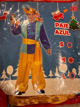 Disfraz paje adulto azul y dorado talla M