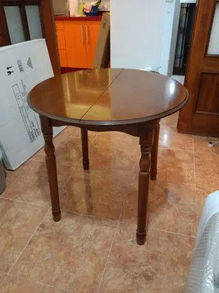 Mesa redonda madera 80 cm,extensible a 110 cm