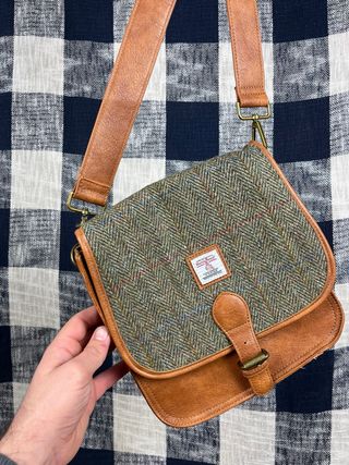 Bolso Harris Tweed Cuadros Marrón Verde