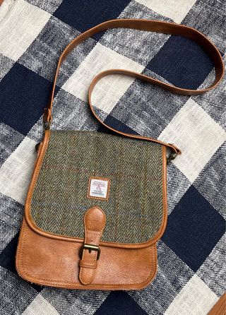 Bolso Harris Tweed Cuadros Marrón Verde