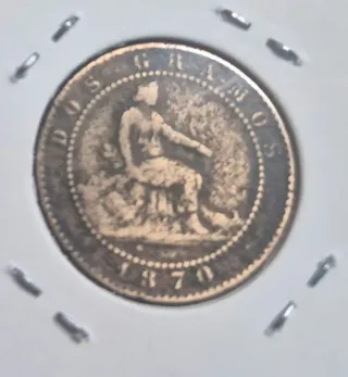 Moneda 2 Céntimos 1870 España