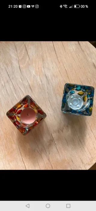 Portacandele in vetro decorati