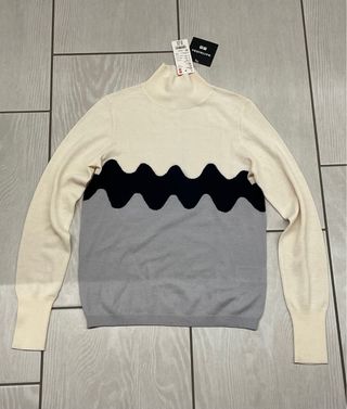 Maglione Uniqlo lana beige e grigio