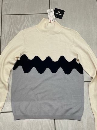 Maglione Uniqlo lana beige e grigio