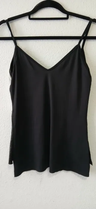 Top fiesta asimétrico blanco y negro