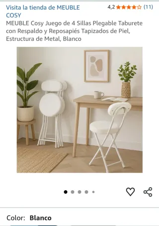 Set di 4 sedie pieghevoli MEUBLE COSY Bianche NUOVE