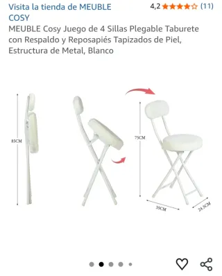 Set di 4 sedie pieghevoli MEUBLE COSY Bianche NUOVE