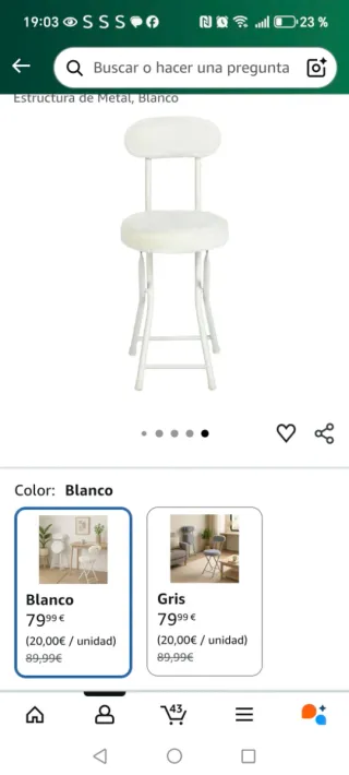 Set di 4 sedie pieghevoli MEUBLE COSY Bianche NUOVE