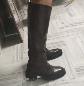 Botas altas piel marrón T.39 seminuevas