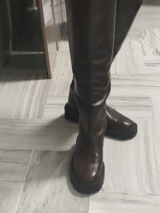 Botas altas piel marrón T.39 seminuevas