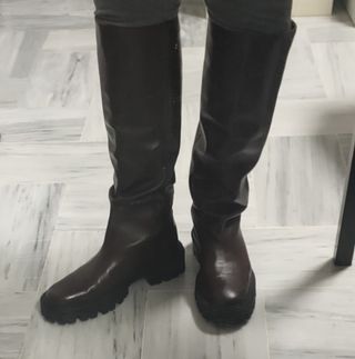 Botas altas piel marrón T.39 seminuevas