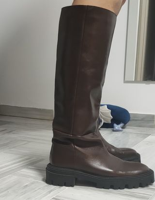 Botas altas piel marrón T.39 seminuevas