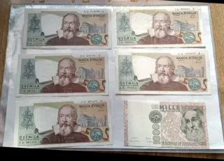 Banconote Lire Italiane Duemila e Mille