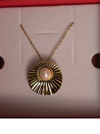 Collar Majorica Acero Dorado Perla sin estrenar