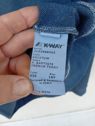 Felpa K-Way Baptiste French Terry 16 anni