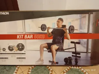 Kit Barra Pesas 50kg Decathlon