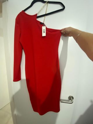 Vestido rojo de fiesta una manga